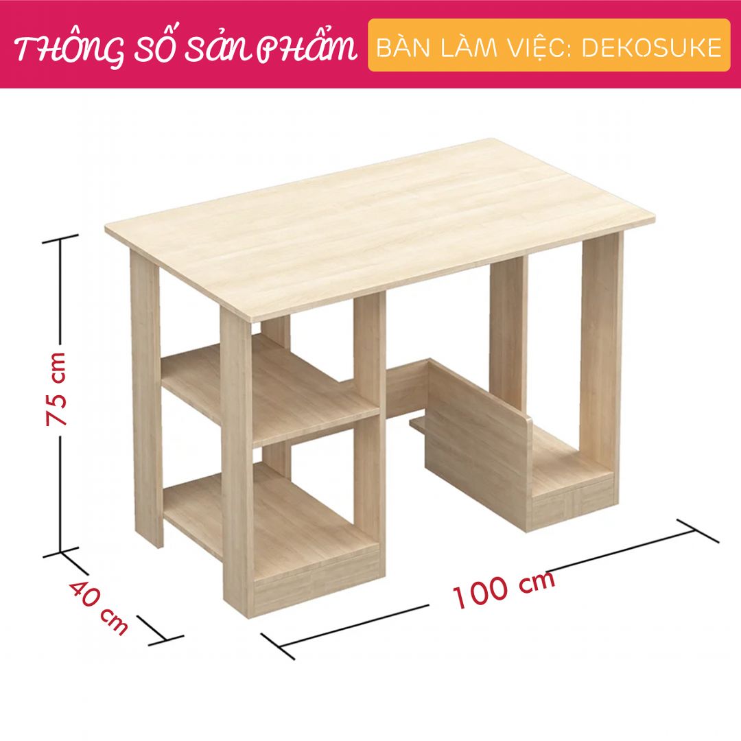 Bàn làm việc, bàn học gỗ hiện đại SMLIFE Dekosuke | Gỗ MDF dày 17mm chống ẩm | D100xR40xC75cm