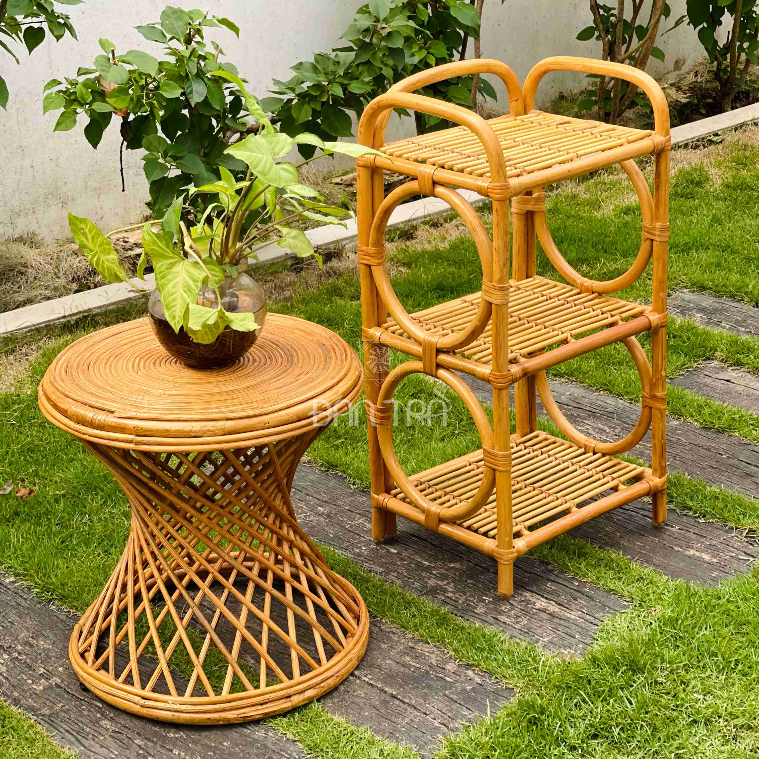 Kệ Mây Decor, Kệ Đựng Sách ĐAN TRÀ, Kệ Mây Decor Phòng Mây Tre Đan