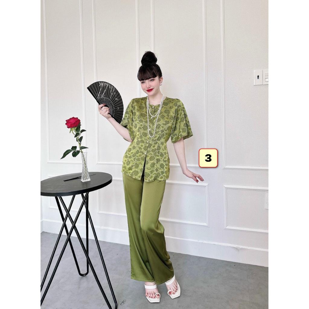 Bộ Lam Trung Niên Lụa Gấm 45-60kg