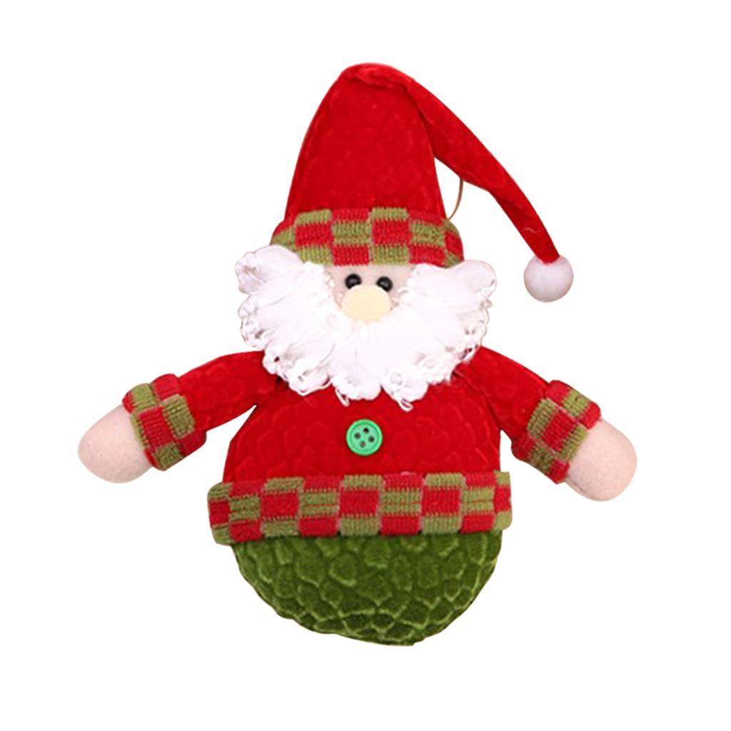 Christmas Santa Snowman Elk Plush Doll Christmas Tree Hanging Decoration A