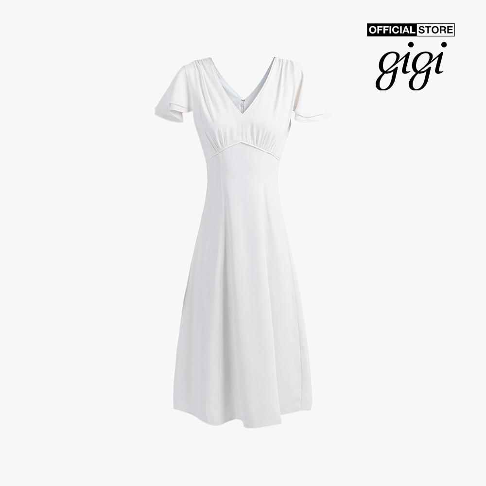 GIGI - Đầm midi cổ V tay ngắn 2 tầng thời trang G2102D221168