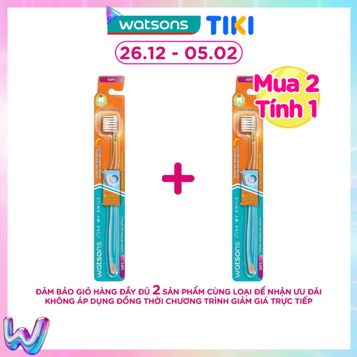 Bàn Chải Đánh Răng Watsons Sensitive Ultra Fine Toothbrush (Soft) 1 cây