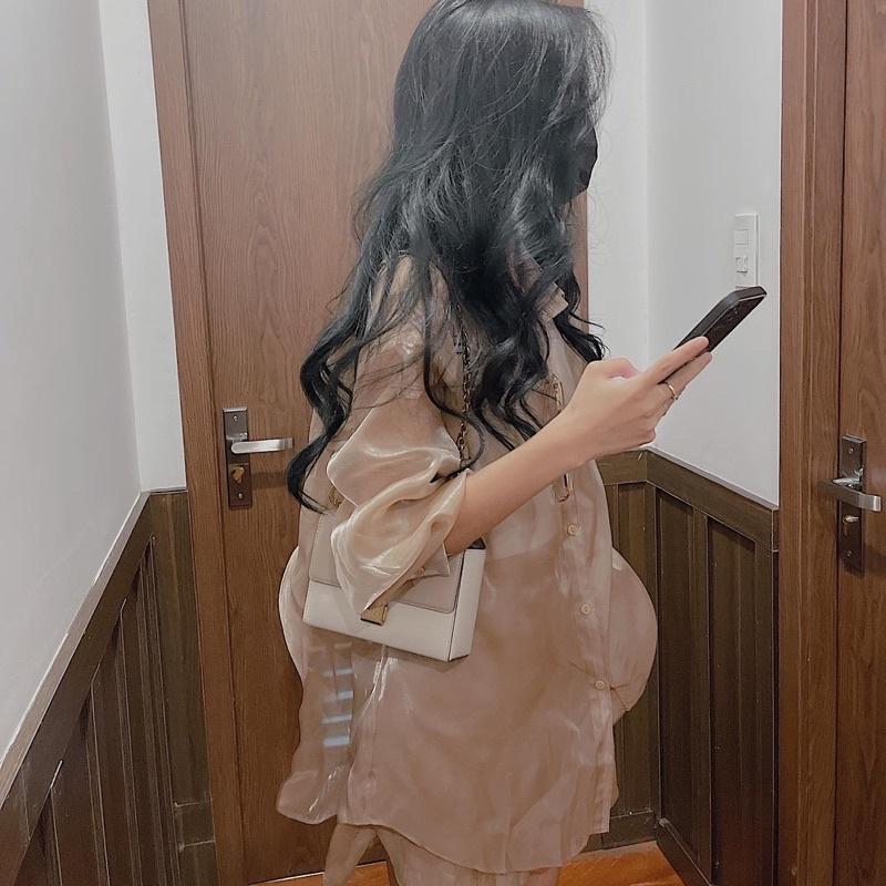Set sơ mi crop top buộc sau siêu sang by samhyewear