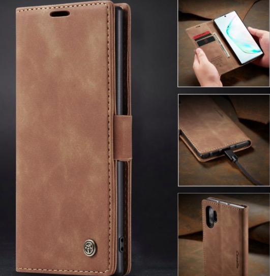 Bao da bò thật dạng ví chính hãng Caseme dành cho Samsung Note 10