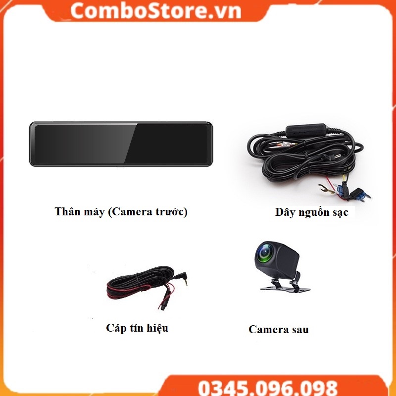 Camera hành trình gương ô tô cao cấp màn hình 12 inch Full HD 1080P - Camera hành trình gương ô tô cao cấp tích hợp GPS, Wifi