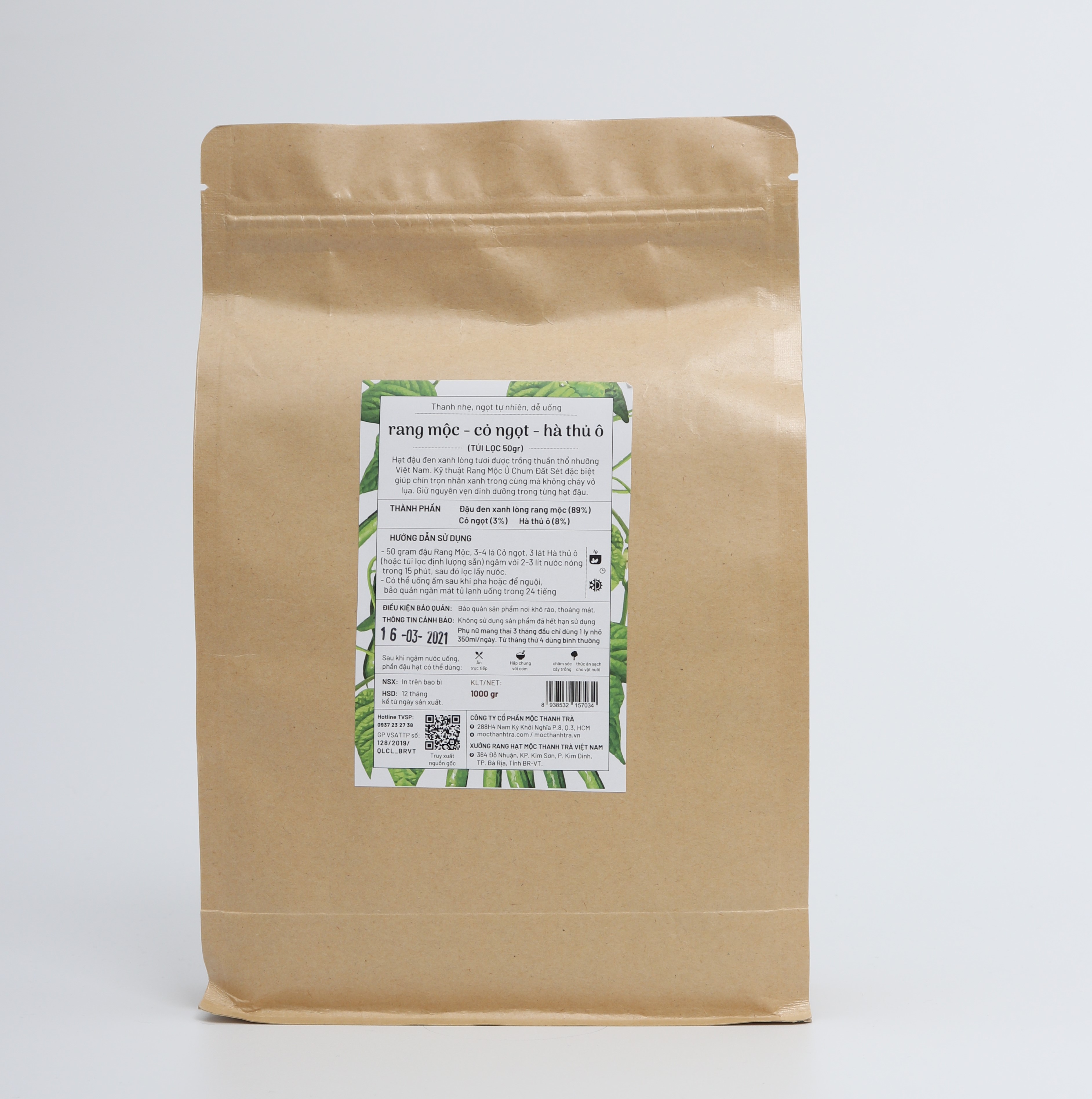 Đậu Đen Xanh Lòng Rang Mộc_Cỏ Ngọt- Hà Thủ Ô 1KG Có Túi Lọc
