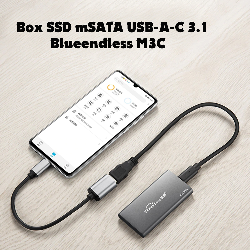 Box SSD MSATA USB-A-C 3.1 Blueendless M3C- 4021-Hàng Nhập Khẩu