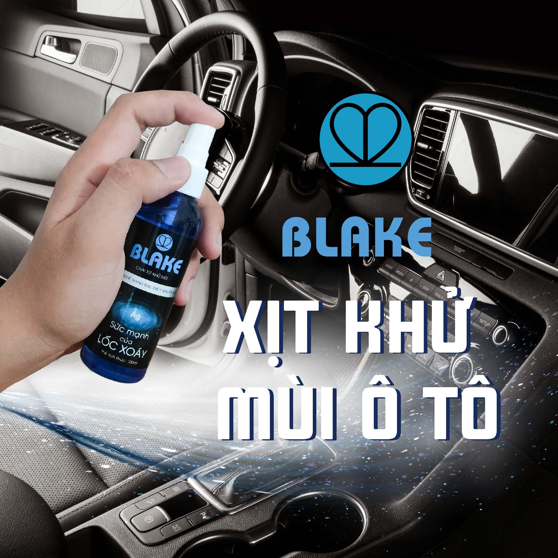 Chai xịt khử mùi ô tô nano bạc BLAKE - loại bỏ mùi thảm lông, điều hòa, khói thuốc