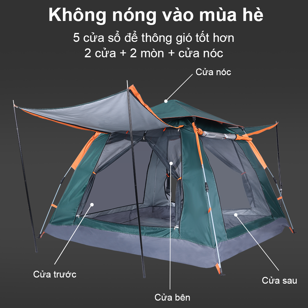 OneTwoFit Lều cắm trại tự bung , lều du lịch dã ngoại dành cho 4-6 người, chống thấm nước OT039801