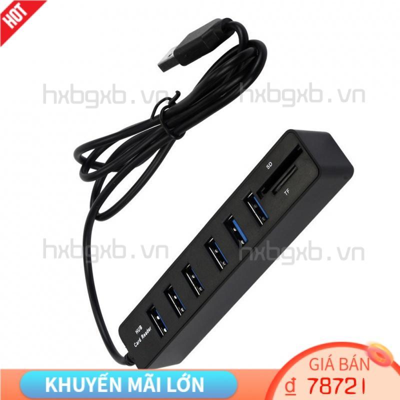 Cable Hub USB 2 0 6 Ports Wire Splitter High-speed Computer Power Cord Adapter with TF SD Card Reader
