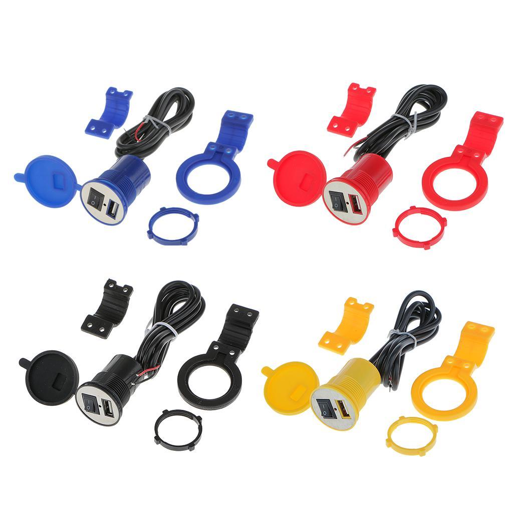 12V Motorcycle Charger Kit with On Off Switch, Motorcycle Smart Phone GPS USB Power Adapter Socket - Waterproof