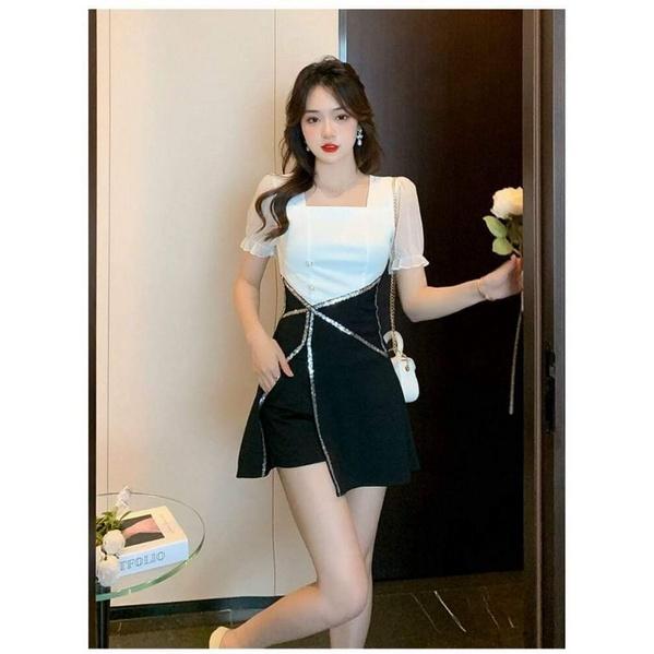 SÉT BỘ THUN CỔ VUÔNG PHỐI MÀU CAO CẤP