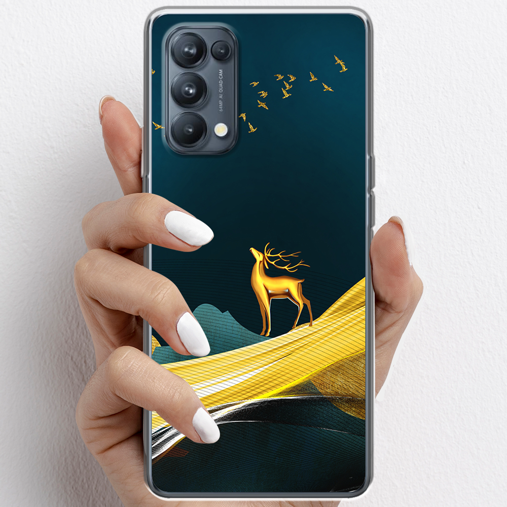 Ốp lưng cho Oppo Reno5, Reno5 Pro  nhựa TPU mẫu Nai vàng