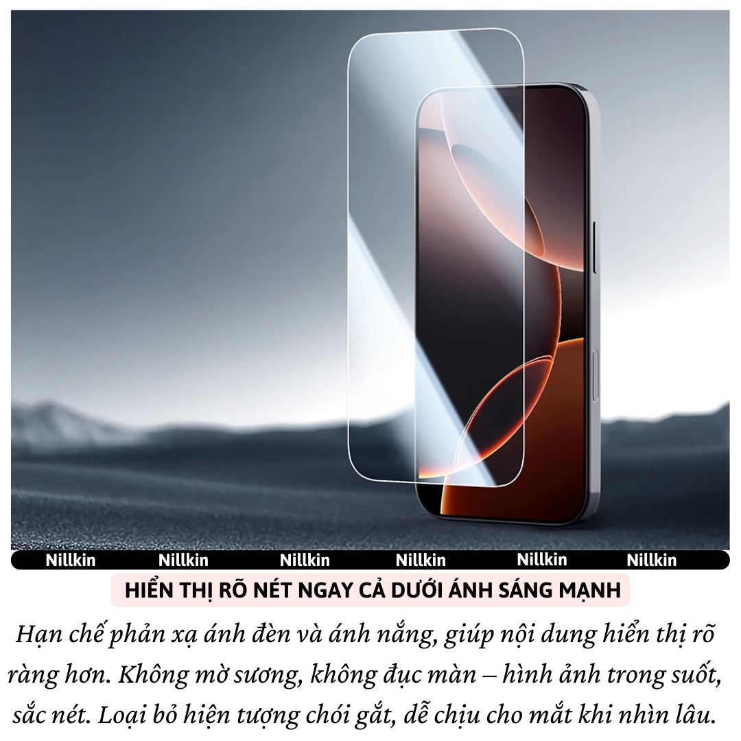 Kính cường lực khung dán Curved 3D Chống chói NanoClear AR Coating Nillkin H+ PRO AR cho iPhone 17 Pro Max / Air - độ mỏng 0.2 mm chống bể chống bụi chống va đập màn hình, khung hỗ trợ dán - Hàng nhập khẩu