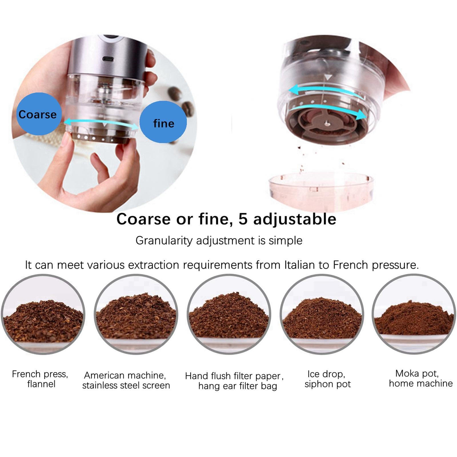Coffee Bean Grinder Portable Rechargeable Small with Brush Mixer for