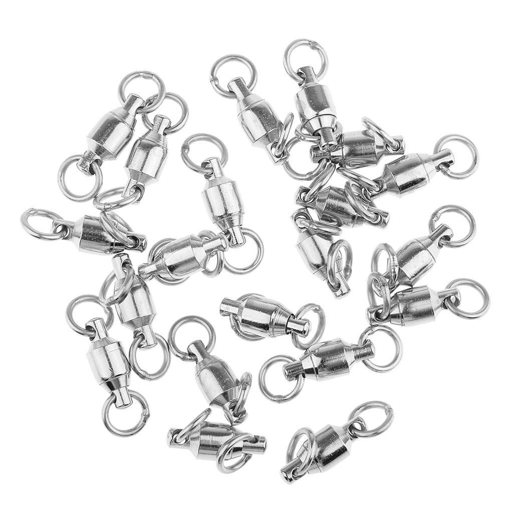 20 Pcs Alloy Heavy Duty Ball Bearing Swivel Solid Ring Fishing Swivels 1#
