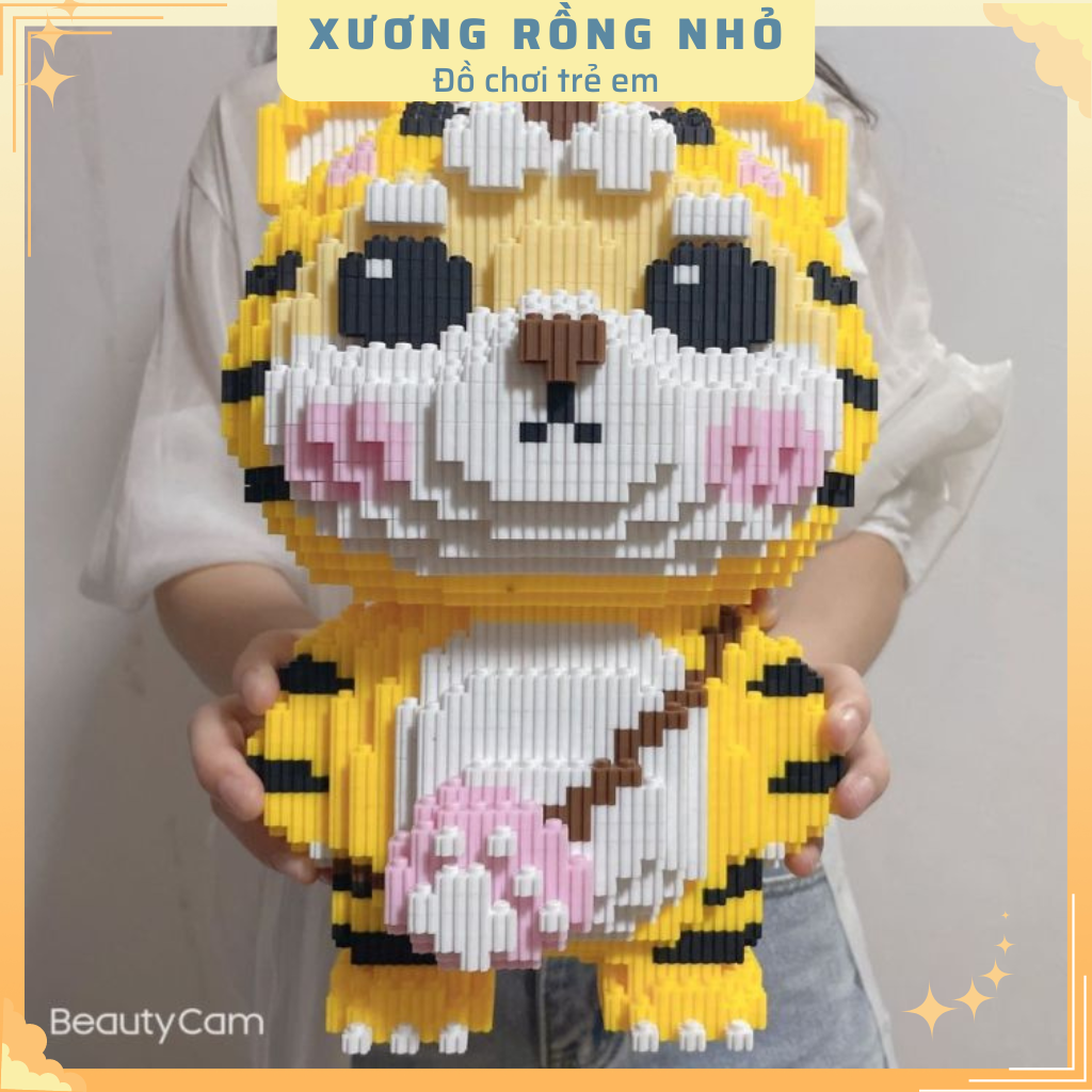 Mô hình đồ chơi lắp ráp 3D Hổ Vàng Đi Học 30cm mô hình cỡ lớn nannoblock bear brick Xương Rồng Nhỏ