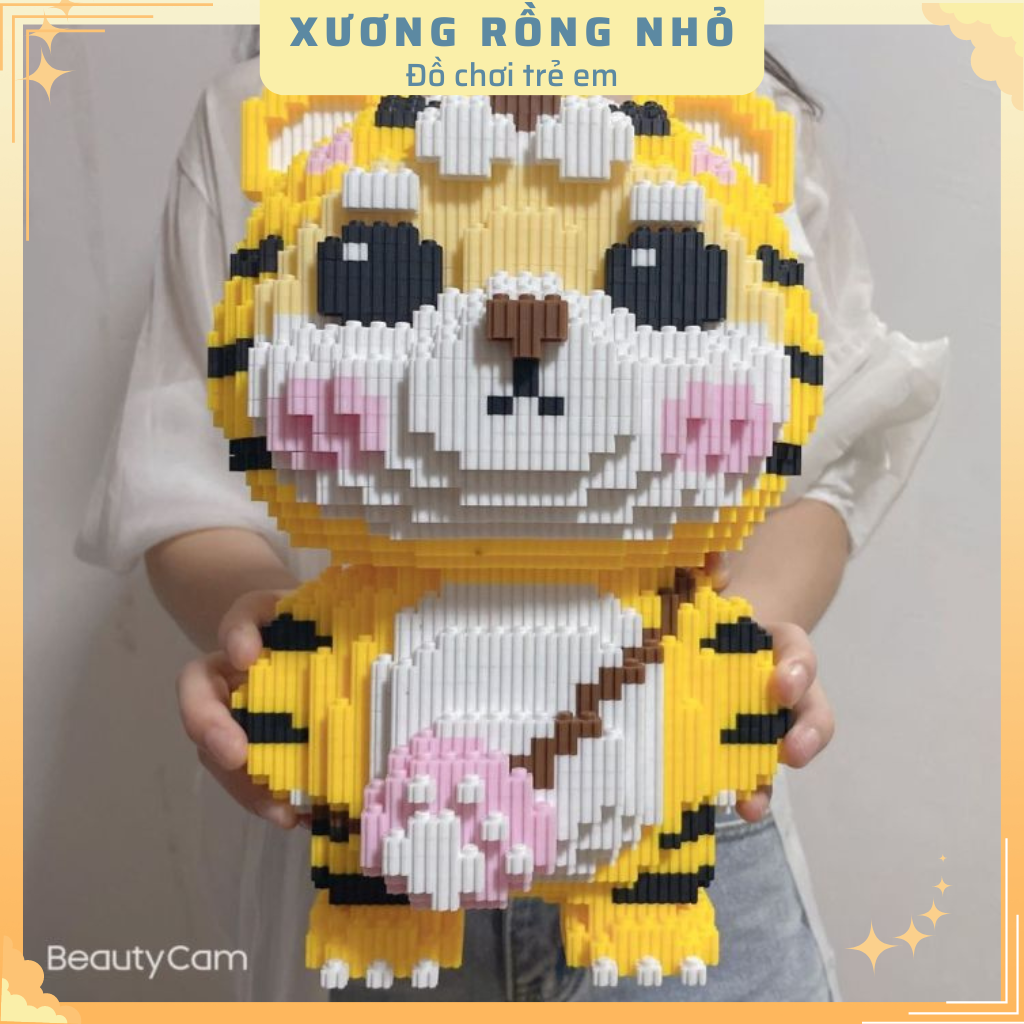 Mô hình đồ chơi  lắp ráp 3D Hổ Vàng Đi Học 30cm mô hình cỡ lớn nannoblock bear brick Xương Rồng Nhỏ