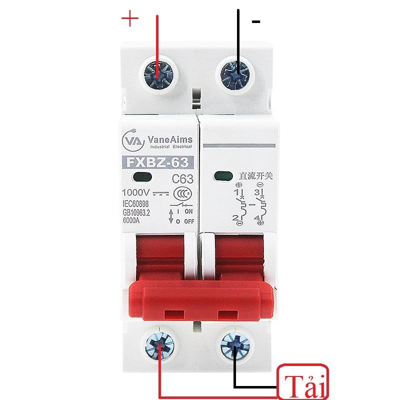 Át 1 chiều VaneAims 1000V DC bảo vệ quá tải cho pin năng lượng mặt trời 16A 25A/32A 40A/63A