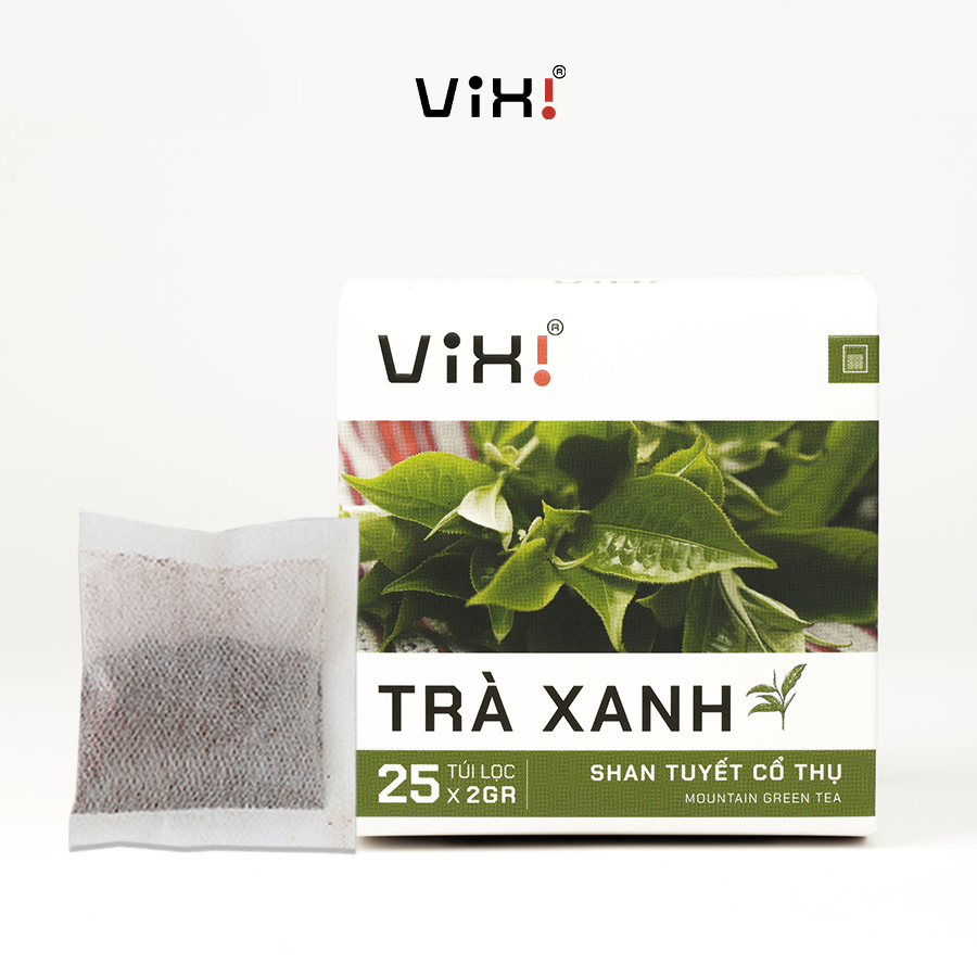 Trà xanh túi lọc ViXi từ trà Shan Tuyết cổ thụ hộp 50gr