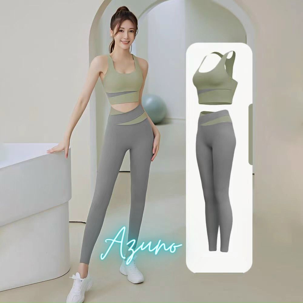 Bộ Đồ Tập Gym, Yoga, Aerobic, Áo Bra, Quần Legging Dài Azuno AT01 Cao Cấp Cho Nữ