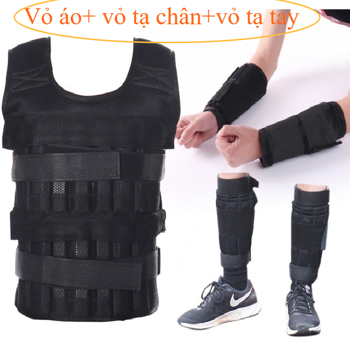 Áo tạ tập thể lực 15kg với băng quấn chân 6kg và quấn cánh tay 5kg chuyên dụng (chưa có tạ)