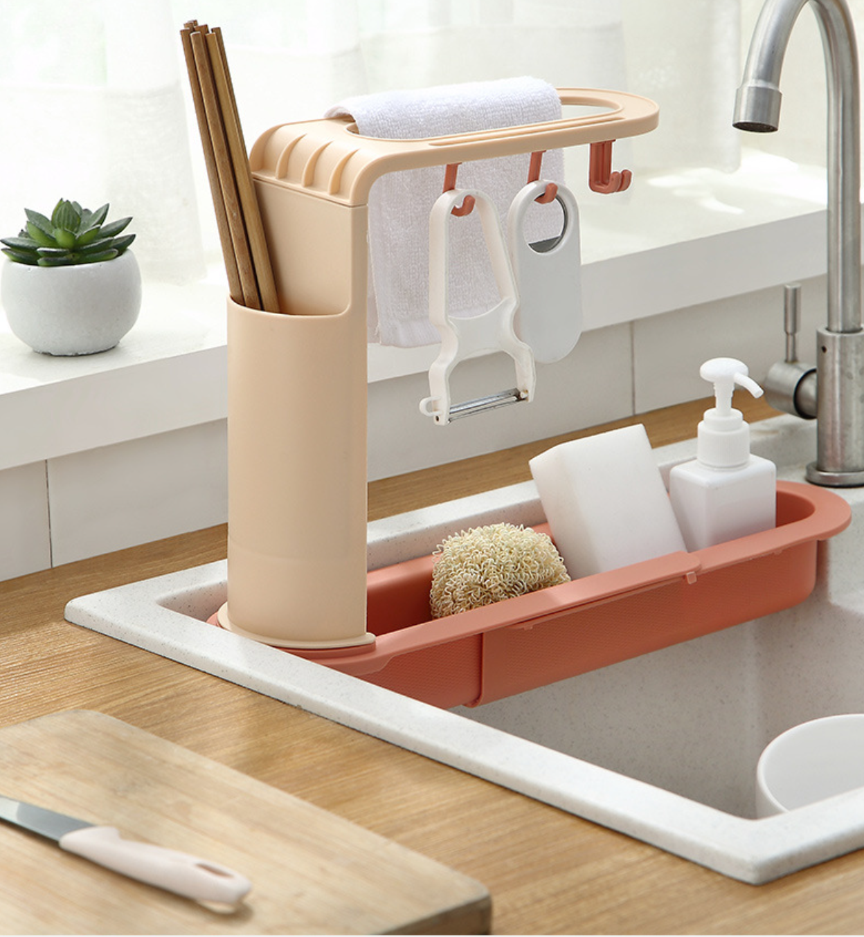1 Kệ để chùi xoong, khăn ,nước rửa gác bồn rửa bát vừa mọi kích cỡ