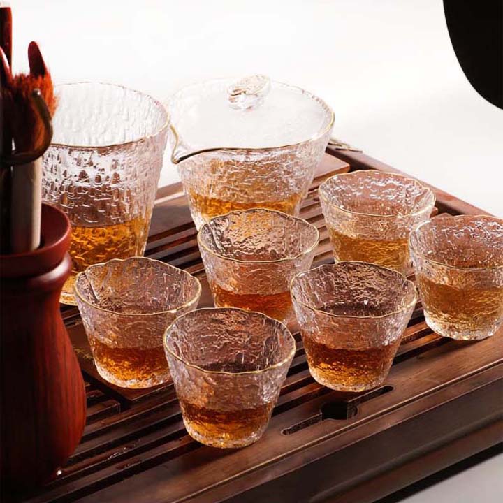 Ly tách uống trà cà phê 50ml bằng thủy tinh chịu nhiệt, sần theo phong cách Nhật Bản