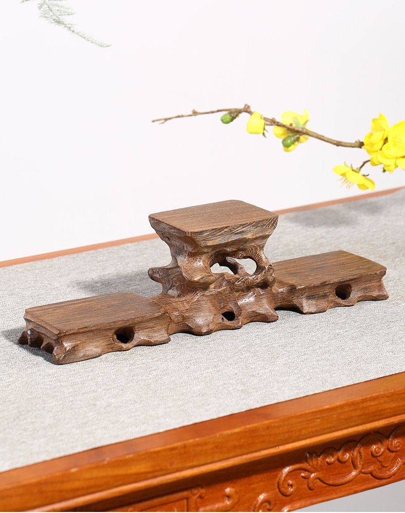 ĐẾ GỖ 3 TRỤ TAM SƠN GỖ CÁNH GÀ ĐỂ ĐẶT TƯỢNG , CHẬU BONSAI TRANG TRÍ