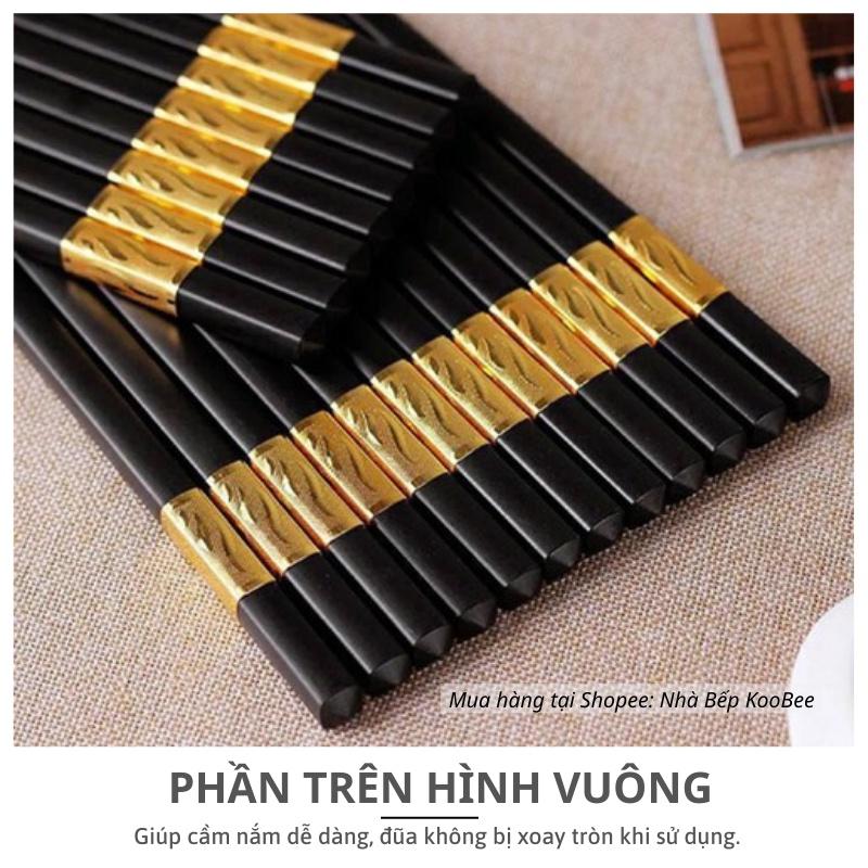 Bộ 10 đôi đũa hợp kim chịu nhiệt cao cấp - Đũa chống mốc kháng khuẩn đầu nhám chống trơn trượt