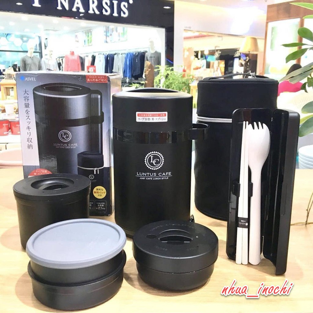 Hộp cơm giữ nhiệt 3 tầng Asvel Nhật bản 1050ml - Chính hãng INOCHI