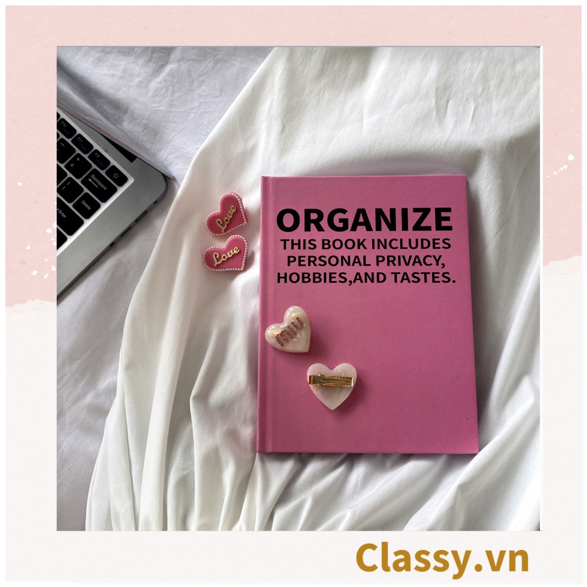 Sổ dán gáy bìa cứng - Classy Notebook ghi chép A5 100 trang bìa tối giản- Giấy kẻ ngang chống lóa mắt in chữ PK1747