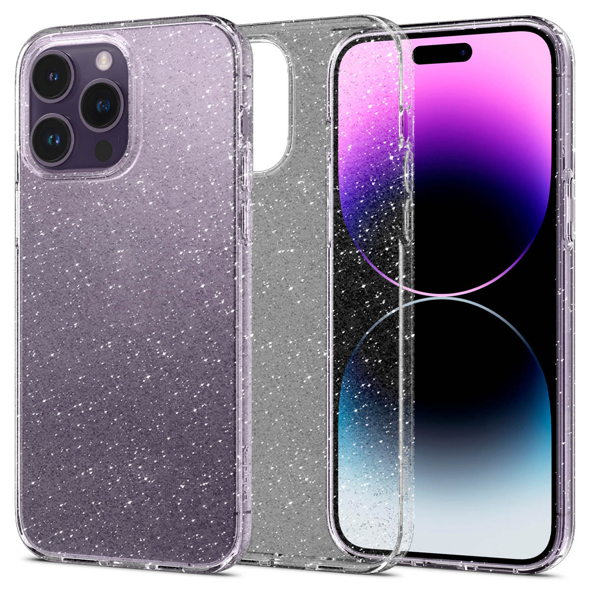 Ốp lưng Spigen Liquid Crystal Glitter Crytal Quartz cho iPhone 14 Plus/ 14 Pro/14 Pro Max - Thiết kế đẹp mắt, chống sốc, viền camera cao - Hàng chính hãng