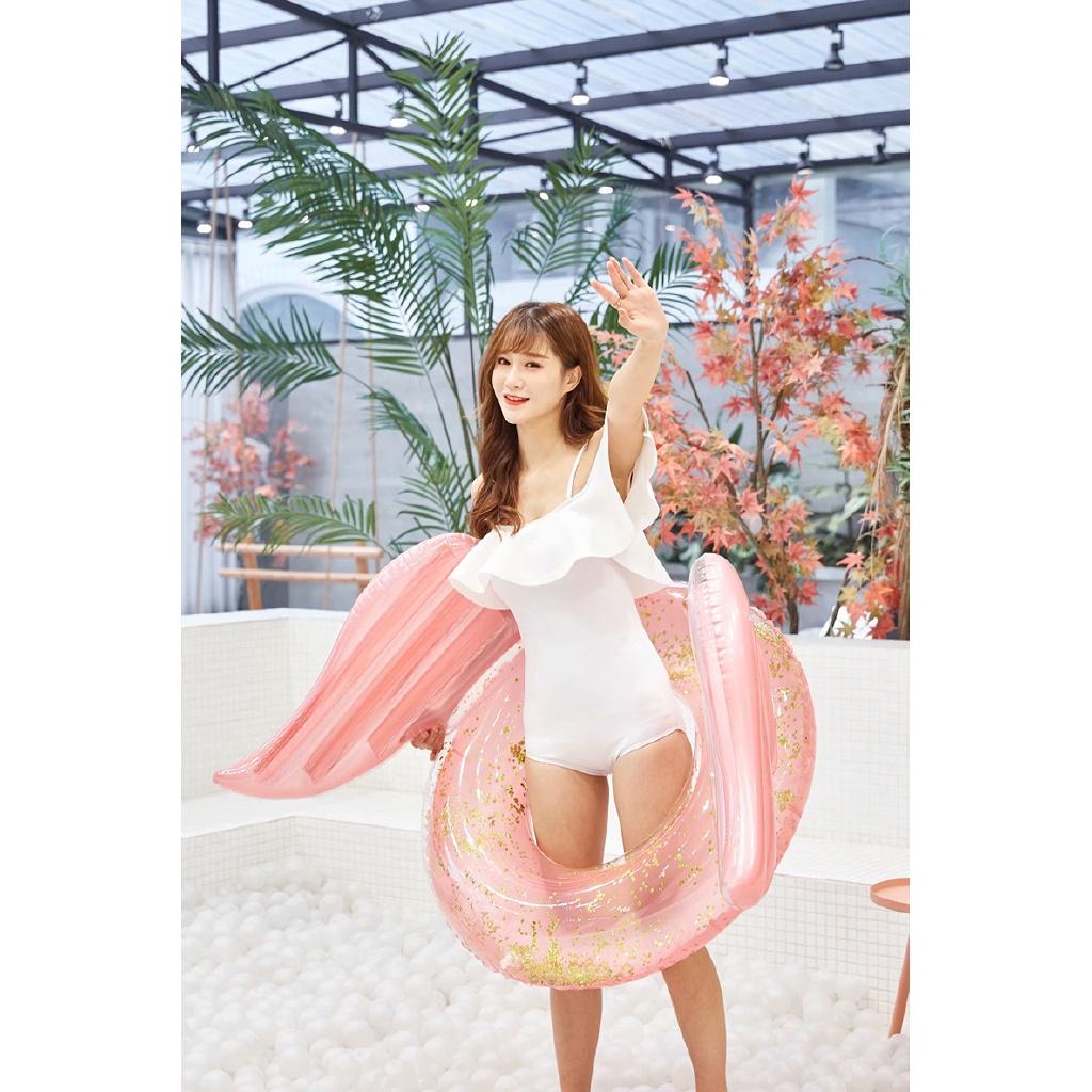 Phao bơm hơi khổng lồ cho người lớn Đồ chơi tiệc bể bơi màu xanh lá cây Góc cánh Vòng đi trên nệm hơi Vòng bơi Boia