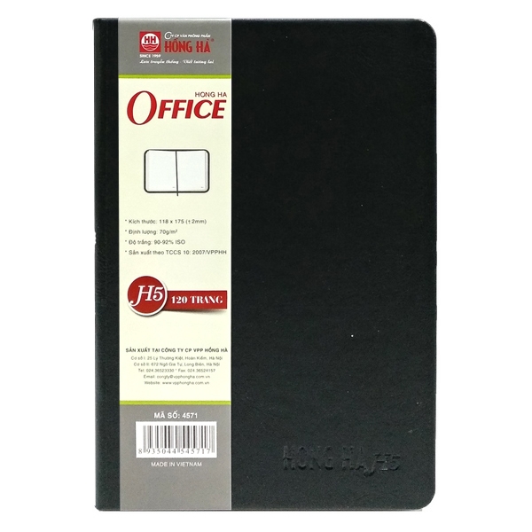 Sổ Hồng Hà Office H5 4571 - 120 Trang - 11.8x17.5 cm - Mẫu 2 - Màu Đen