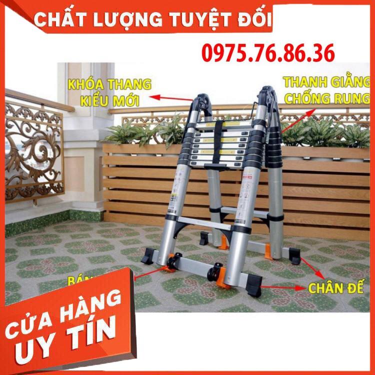 Thang Nhôm Rút Đôi Chữ A (2.8M+2.8M) - Có Bánh Xe