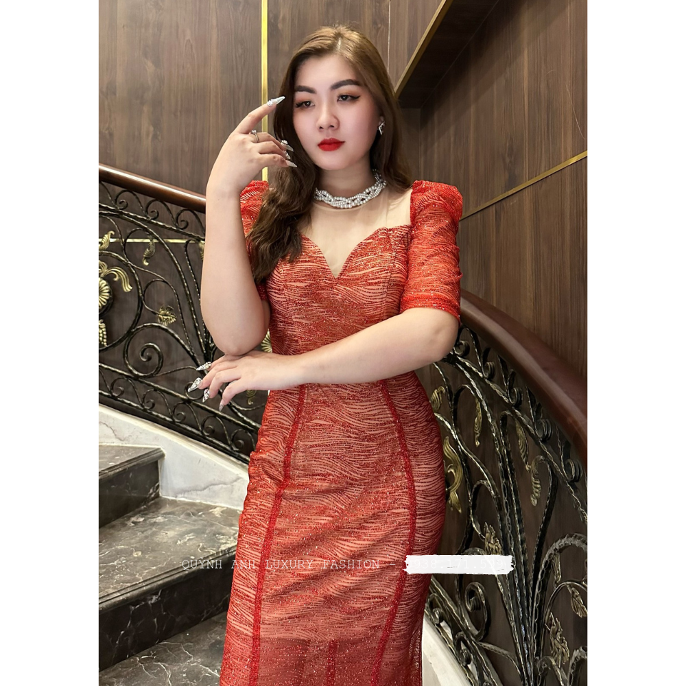 Đầm Body Kim Sa Đỏ Dáng Đuôi Cá Cao Cấp Neala Dress