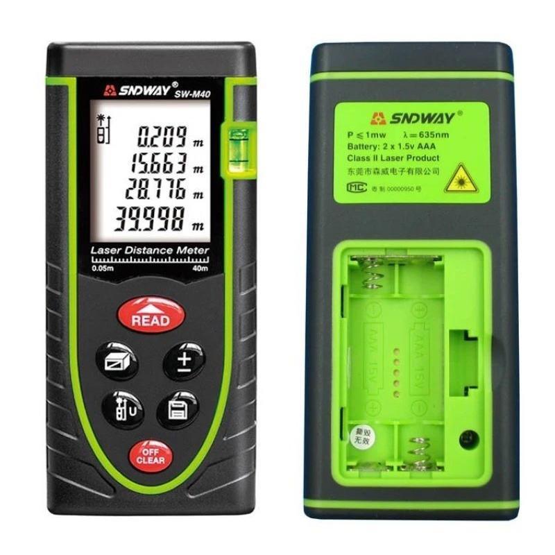 Thước đo khoảng cách bằng tia laser sndway phạm vi 40m hq 206629