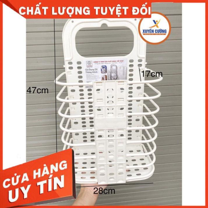 Giỏ nhựa để quần áo gấp gọn/ Giỏ nhựa treo tường gấp gọn