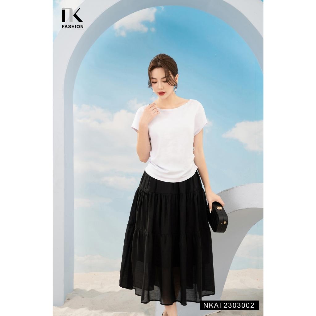 Áo Cổ Thuyền Xếp Gấu NK FASHION Thiết Kế Basic Chất Vải Nhập Hàn Cao Cấp Thoáng Mát Không Nhăn NKAT2303002
