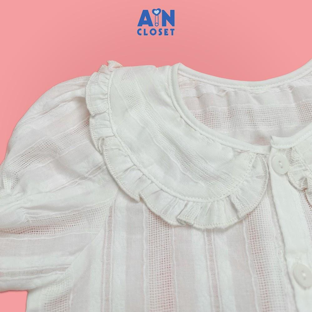 Áo Sơ mi Ngắn tay bé gái họa tiết Hoa Cánh bướm trắng cotton dệt - AICDBGAI7DVE - AIN Closet