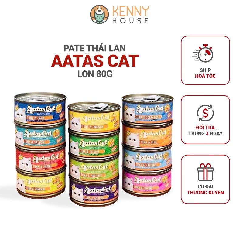 Pate lon Aatas Cat pate dinh dưỡng mới cao cấp cho mèo lon 80g đủ vị