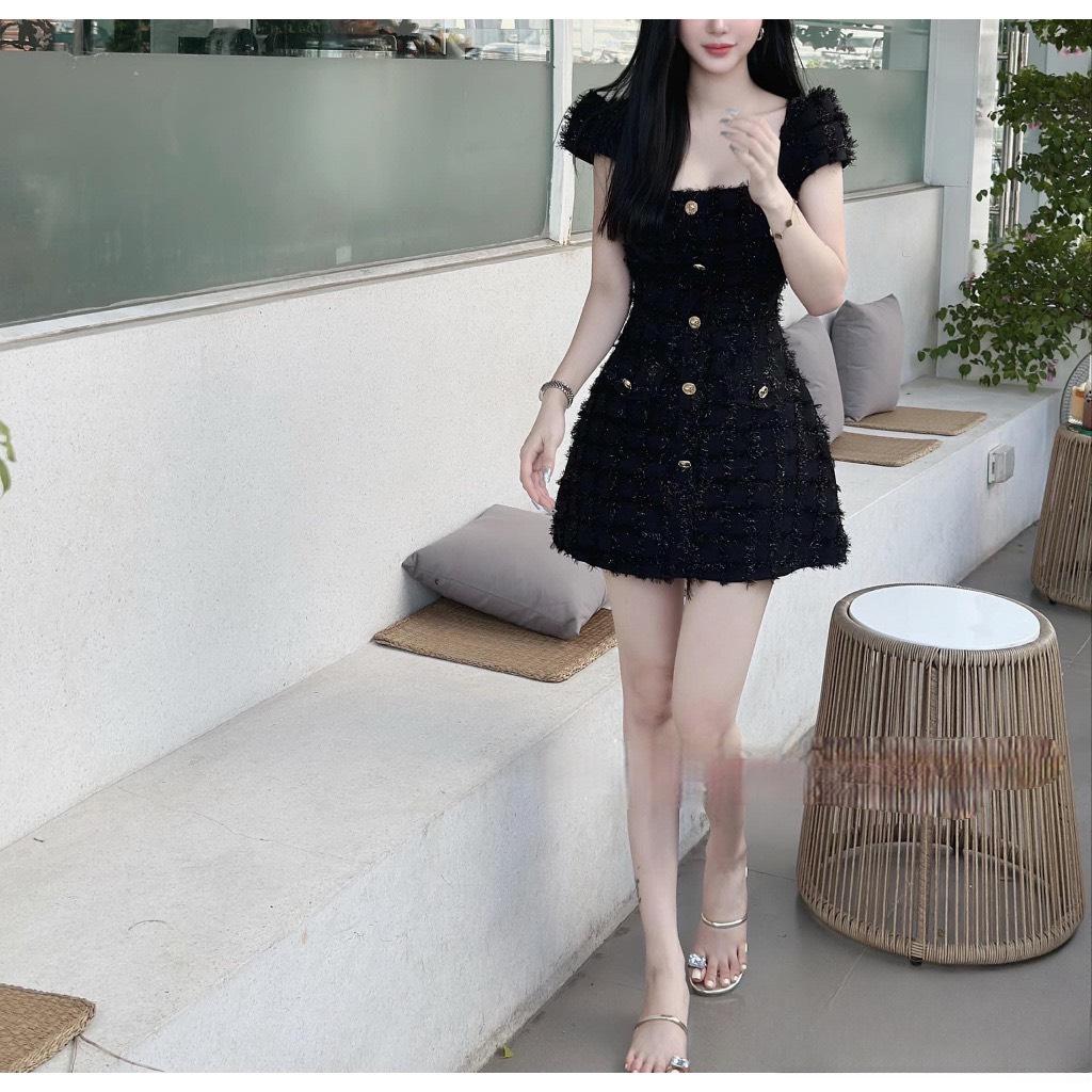 Đầm xoè cổ vuông ren 3d