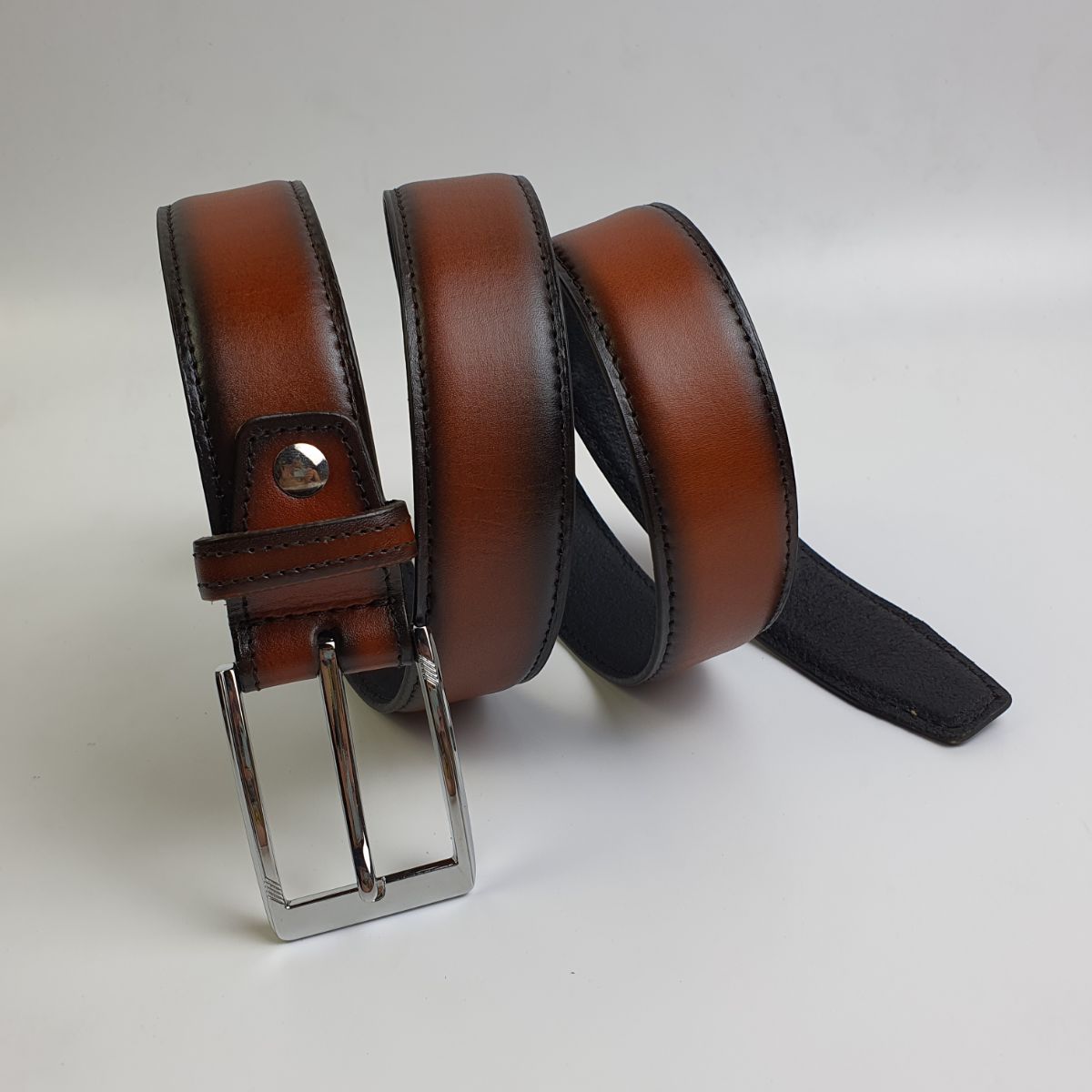 Thắt lưng công sở da bò cháy 3 lớp khóa kim BL111  - Size 34mm; 100% da bò thật, BH 3 năm