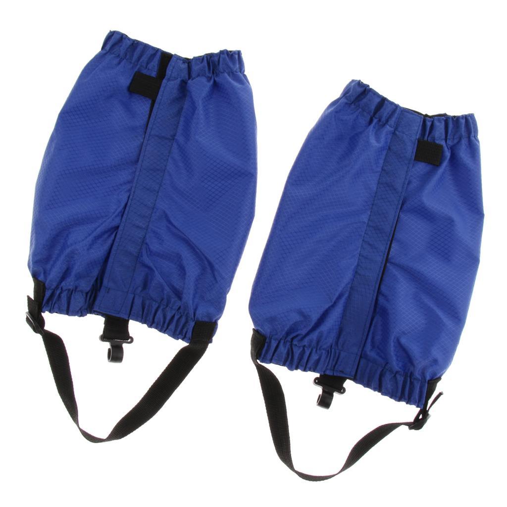 2x Outdoor Waterproof Ankle Walking Gaiters Boots Snow Leg Guard Black+Blue