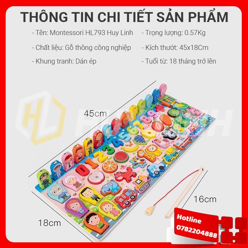 Bộ Đồ Chơi Câu Cá, Ghép Số Bằng Gỗ Cho Bé Montessori 63 Chi Tiết - Bộ Bảng Số Thông Minh Bằng Gỗ Mới Nhất 2020 - Loại Tốt