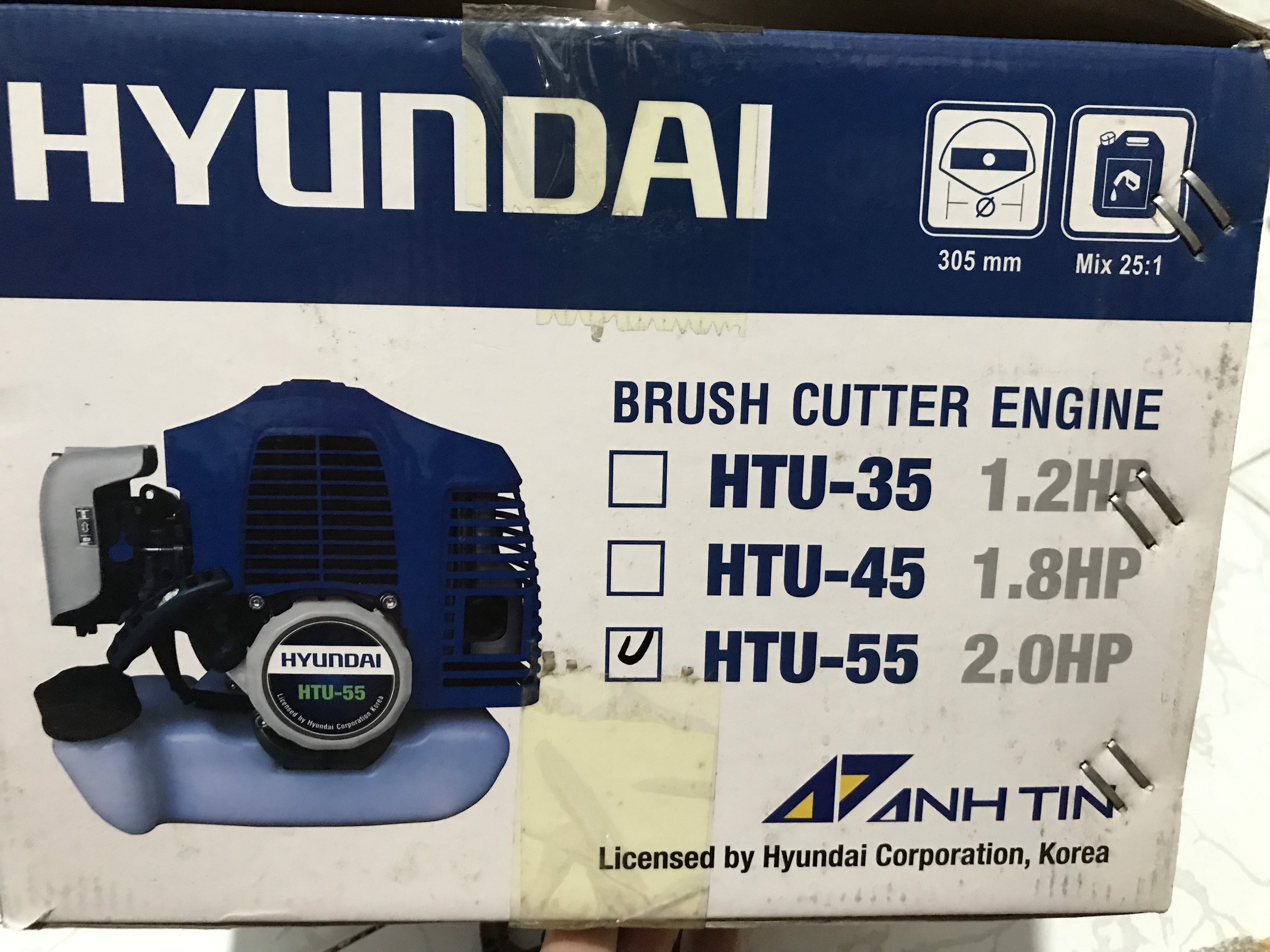 ( HÀNG CHÍNH HÃNG) ĐẦU ĐỘNG CƠ MÁY CẮT CỎ HYUNDAI HTU55. NÒNG 44 LY