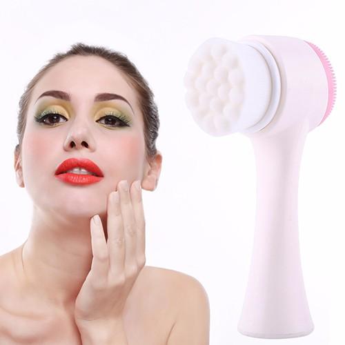 Cọ rửa mặt massage 2 đầu 3D gai silicon mềm mại làm sạch sâu da mặt