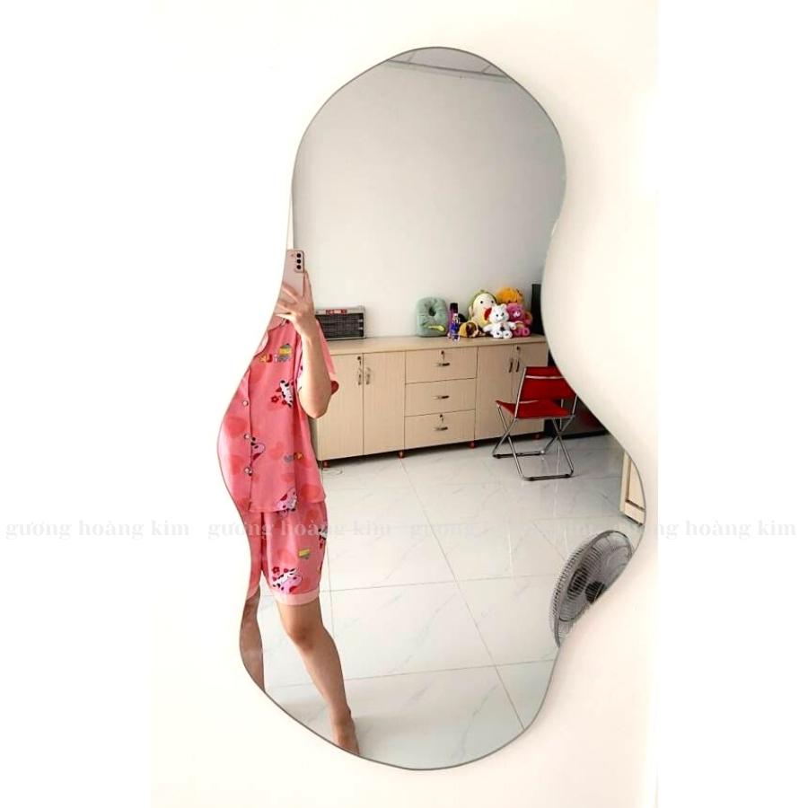 Gương soi toàn thân hình hạt đậu treo tường, gương hạt đậu decor, gương đám mây tính năng cảm ứng led 3 màu HK-5008