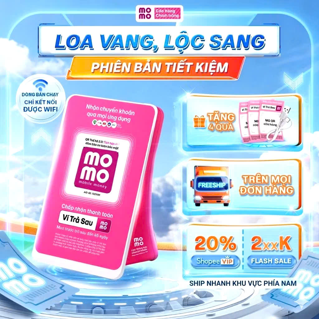 Loa Thông Báo Chuyển Khoản MOMO - Kết Nối Wi-Fi/Bluetooth Cao Cấp, Tương Thích Mọi App Ngân Hàng, Nhận Thông Báo Tức Thì, hàng chính hãng